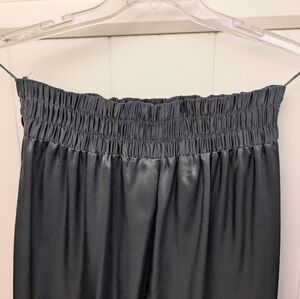 Satin High Waisted Tangents Y2K Harem Pants Size 12 Black Cinch Pull On Dressy